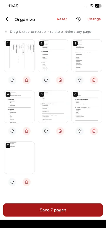 PDFix Organize PDF on Android - reorder, rotate, or delete pages